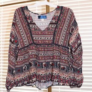 Elephant Print Blouse